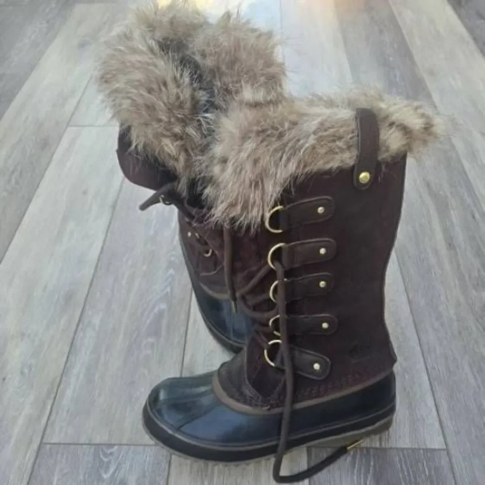 SOREL Joan Of Arc waterproof winter boots faux fur suede upper women's 7 brown w